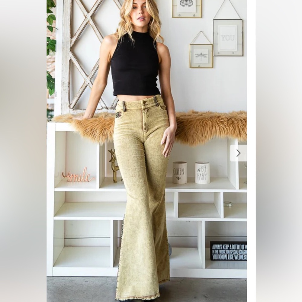 Brand Nee Oli&Hali washed Aztec Patterned & corduroy Flare Pants - Picture 3 of 5